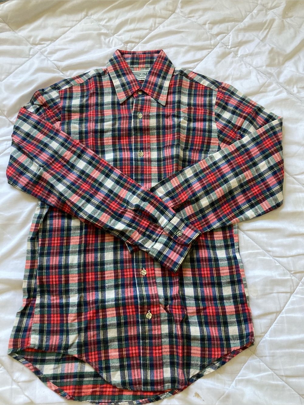 Vintage American Eagle Men’s Plaid Shirt Multicolor Tartan 100% Cotton Button Up